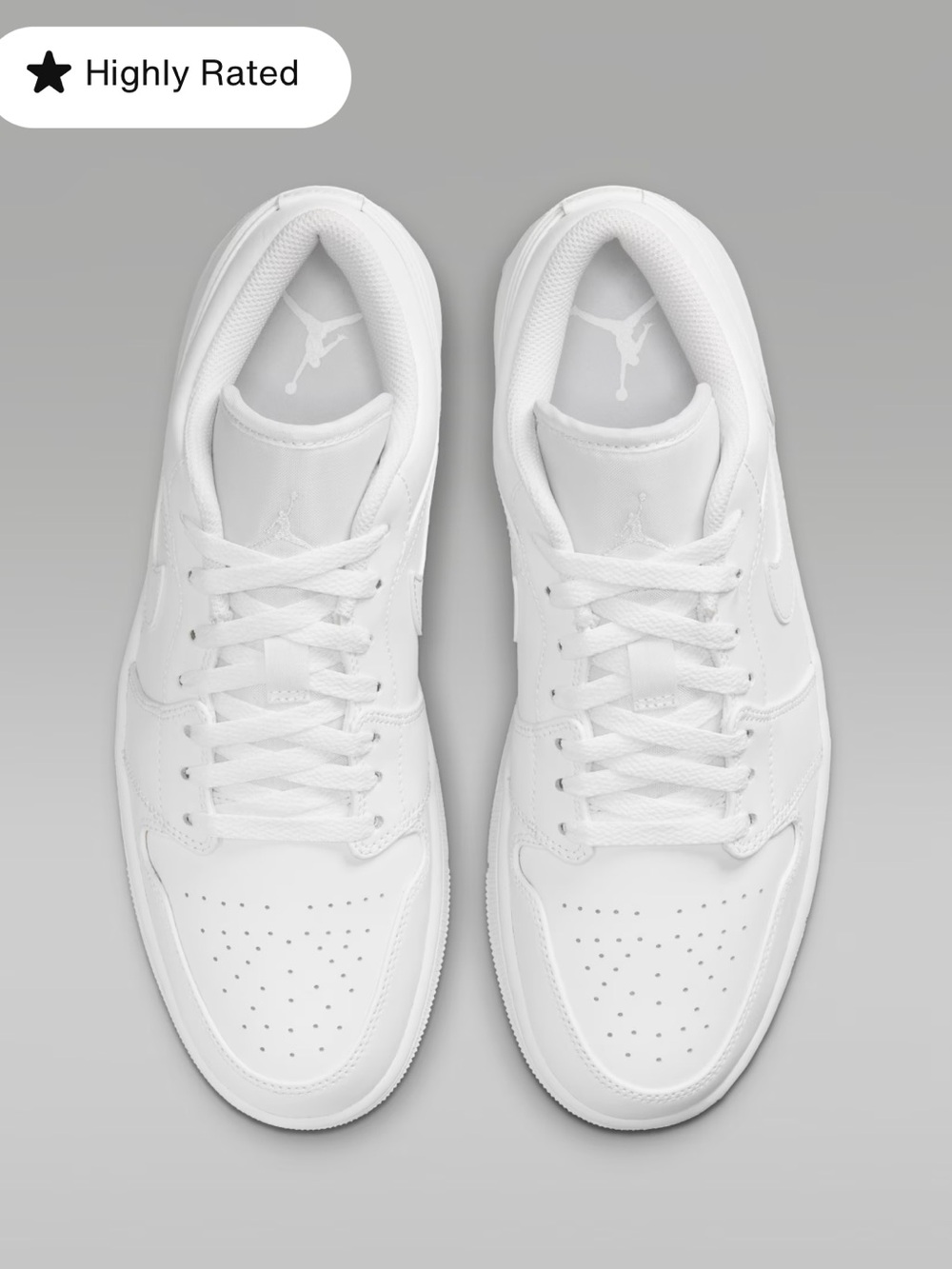 Men’s Nike Air Jordan 1 Low - White Leather Sneakers - Picture 2 of 5